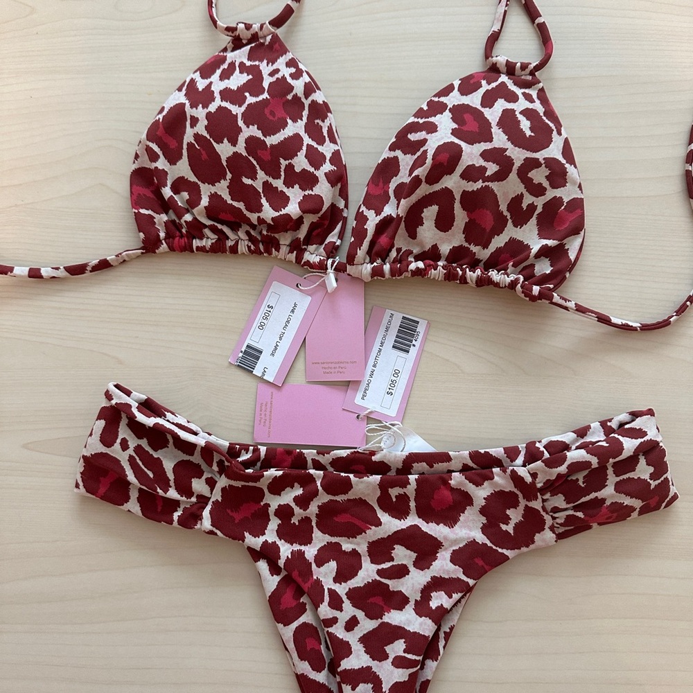 NWT San Lorenzo Bikini Large Top Medium Bottom Leopard￼